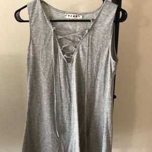 Lace up grey tank top